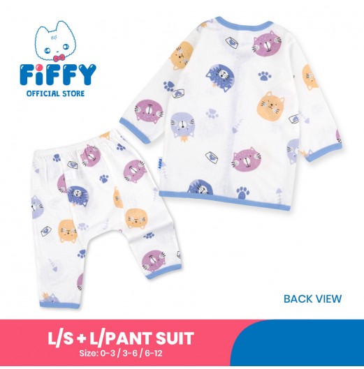 FIFFY KITTY SNACK TIME BAJU BAYI LONG SLEEVE VEST SUIT (4225012)