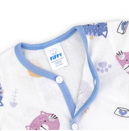 FIFFY KITTY SNACK TIME BAJU BAYI LONG SLEEVE VEST SUIT (4225012)