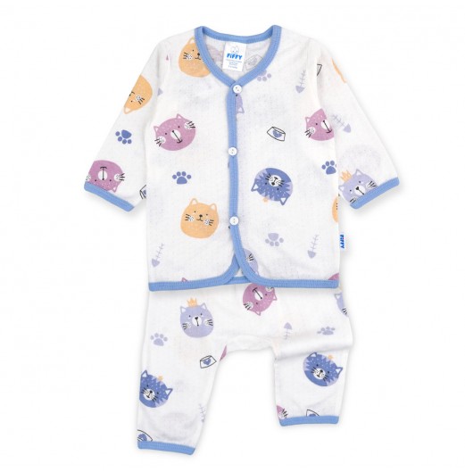 FIFFY KITTY SNACK TIME BAJU BAYI LONG SLEEVE VEST SUIT (4225012)