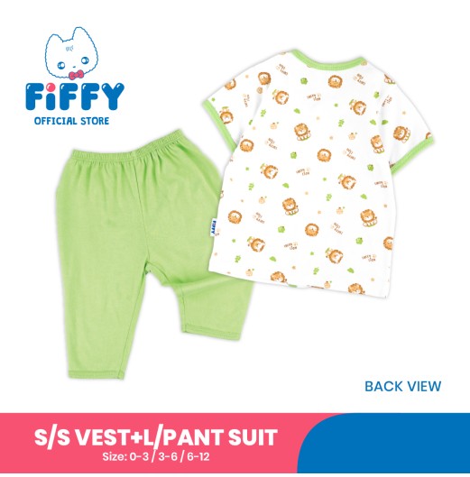 FIFFY LUCKY LION SHORT SLEEVE VEST + LONG PANT SUIT BAJU BAYI (4226002)