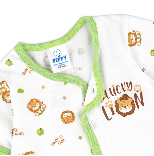 FIFFY LUCKY LION SHORT SLEEVE VEST + LONG PANT SUIT BAJU BAYI (4226002)