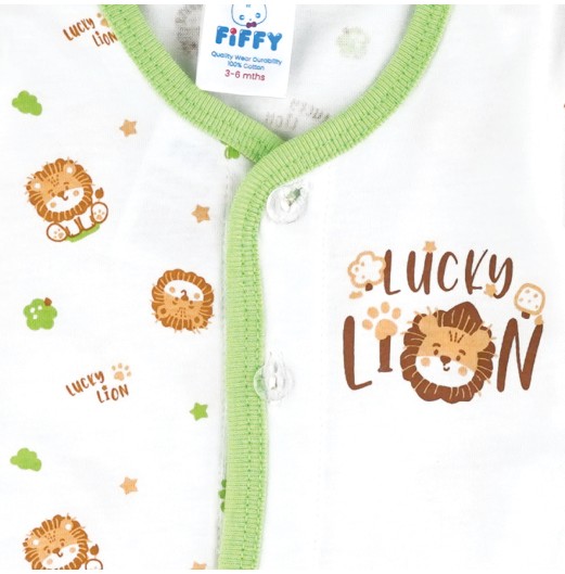 FIFFY LUCKY LION SHORT SLEEVE VEST + LONG PANT SUIT BAJU BAYI (4226002)