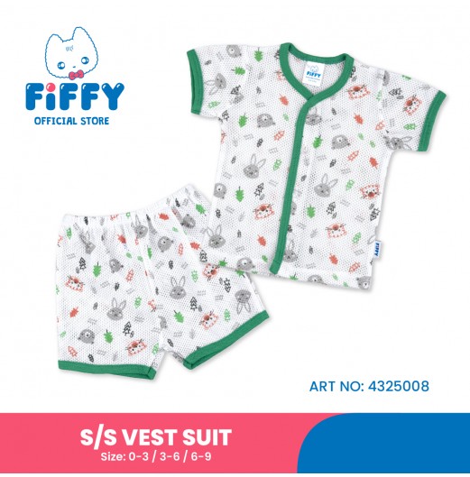 FIFFY FOREST FRIENDS BAJU BAYI SHORT SLEEVE VEST SUIT (4325008)