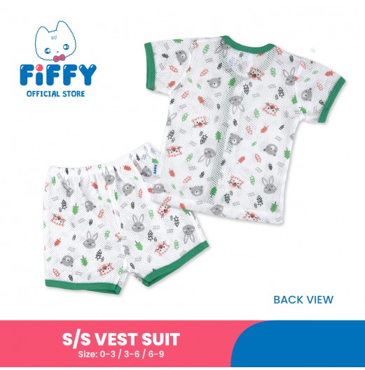 FIFFY FOREST FRIENDS BAJU BAYI SHORT SLEEVE VEST SUIT (4325008)