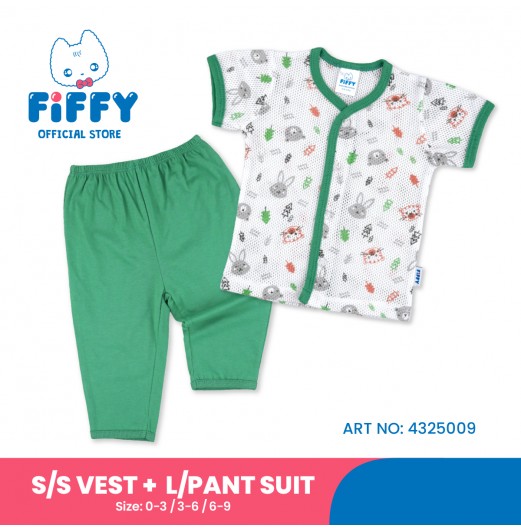 FIFFY FOREST FRIENDS BAJU BAYI SHORT SLEEVE VEST + LONG PANT SUIT (4325009)