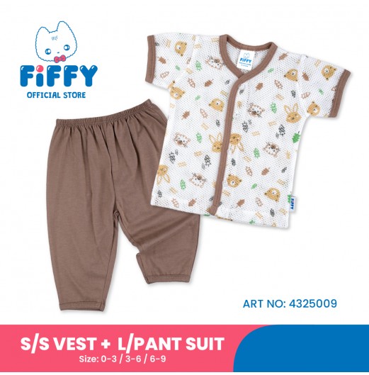 FIFFY FOREST FRIENDS BAJU BAYI SHORT SLEEVE VEST + LONG PANT SUIT (4325009)