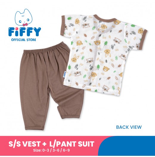 FIFFY FOREST FRIENDS BAJU BAYI SHORT SLEEVE VEST + LONG PANT SUIT (4325009)