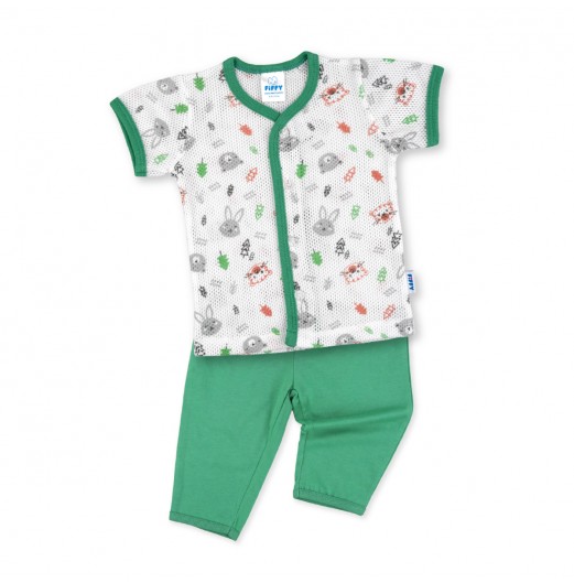 FIFFY FOREST FRIENDS BAJU BAYI SHORT SLEEVE VEST + LONG PANT SUIT (4325009)