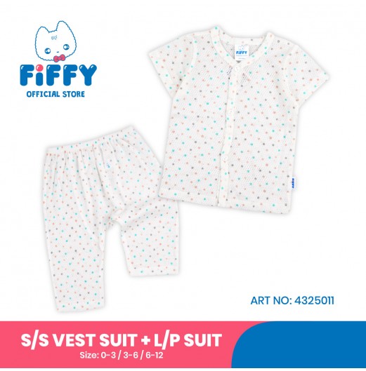 FIFFY COLOUR DOTS BAJU BAYI SHORT SLEEVE VEST + LONG PANT SUIT (4325011) FIFFY COLOUR DOTS BAJU BAYI SHORT SLEEVE VEST + LONG PANT SUIT (4325011)