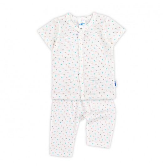 FIFFY COLOUR DOTS BAJU BAYI SHORT SLEEVE VEST + LONG PANT SUIT (4325011) FIFFY COLOUR DOTS BAJU BAYI SHORT SLEEVE VEST + LONG PANT SUIT (4325011)