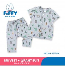 FIFFY DINO JUNGLE BAJU BAYI SHORT SLEEVE VEST + LONG PANT SUIT (4325014)