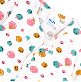 FIFFY SMILING EMOJI BAJU BAYI SHORT SLEEVE VEST + LONG PANT SUIT (4325014)