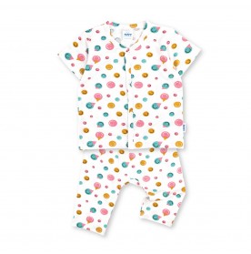 FIFFY SMILING EMOJI BAJU BAYI SHORT SLEEVE VEST + LONG PANT SUIT (4325014)