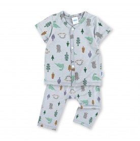 FIFFY DINO JUNGLE BAJU BAYI SHORT SLEEVE VEST + LONG PANT SUIT (4325014)
