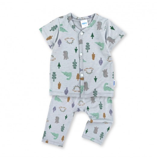FIFFY DINO JUNGLE BAJU BAYI SHORT SLEEVE VEST + LONG PANT SUIT (4325014)