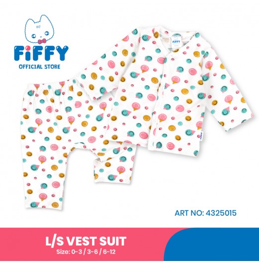 FIFFY SMILING EMOJI BAJU BAYI LONG SLEEVE VEST SUIT (4325015)