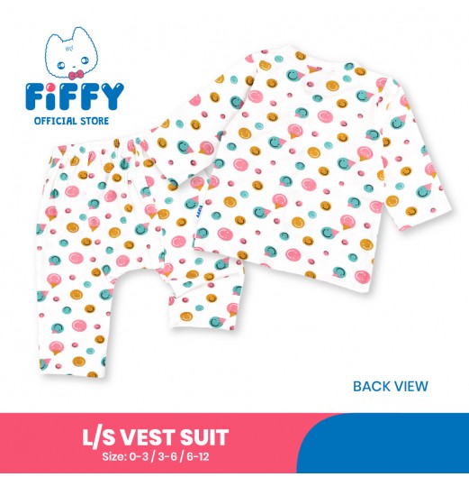 FIFFY SMILING EMOJI BAJU BAYI LONG SLEEVE VEST SUIT (4325015)