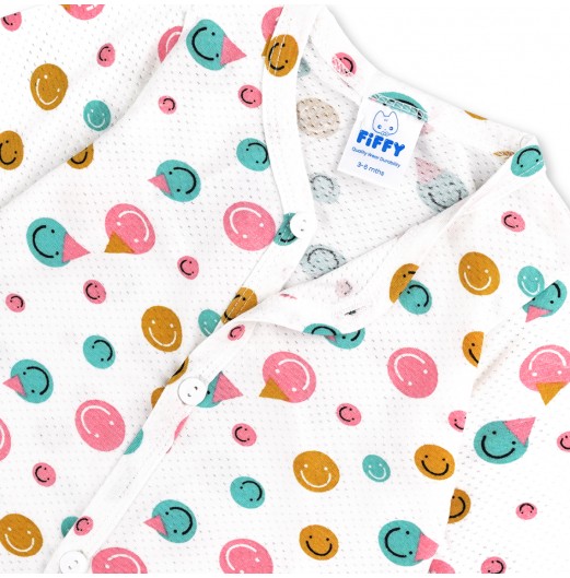 FIFFY SMILING EMOJI BAJU BAYI LONG SLEEVE VEST SUIT (4325015)