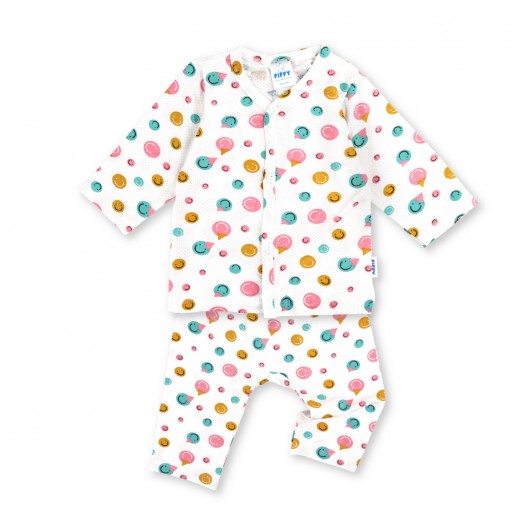 FIFFY SMILING EMOJI BAJU BAYI LONG SLEEVE VEST SUIT (4325015)