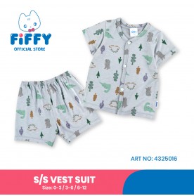 FIFFY DINO JUNGLE BAJU BAYI SHORT SLEEVE VEST SUIT (4325016)