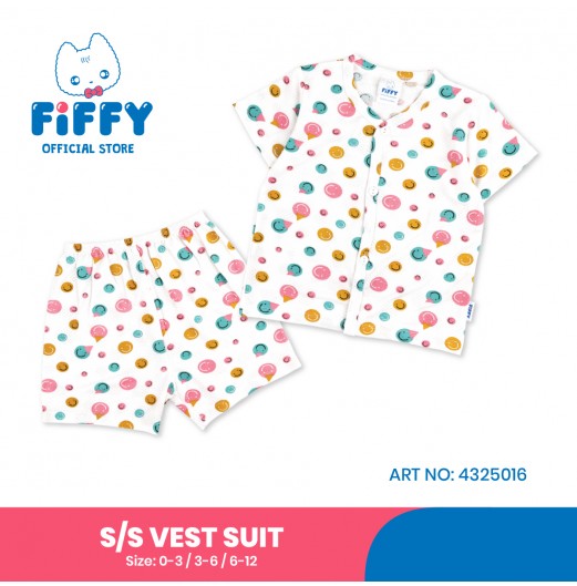 FIFFY SMILING EMOJI BAJU BAYI SHORT SLEEVE VEST SUIT (4325016)