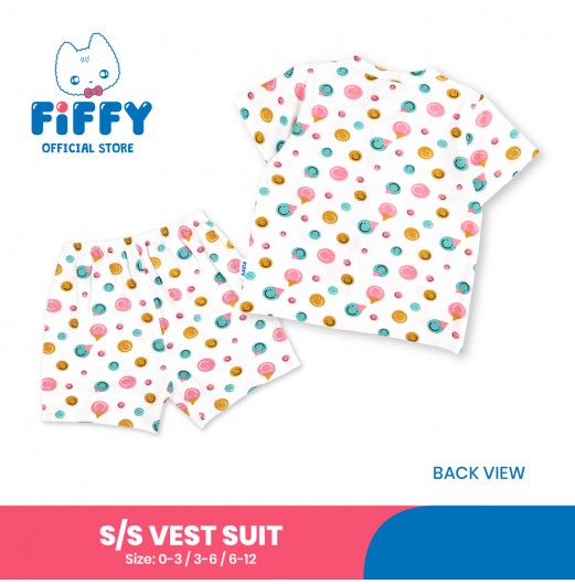 FIFFY SMILING EMOJI BAJU BAYI SHORT SLEEVE VEST SUIT (4325016)