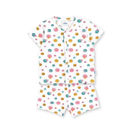 FIFFY SMILING EMOJI BAJU BAYI SHORT SLEEVE VEST SUIT (4325016)