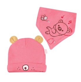 HI BEAR IM BABY HAT AND BIB SET TOPI DAN BIB BAYI - FREE SIZE (7403012)