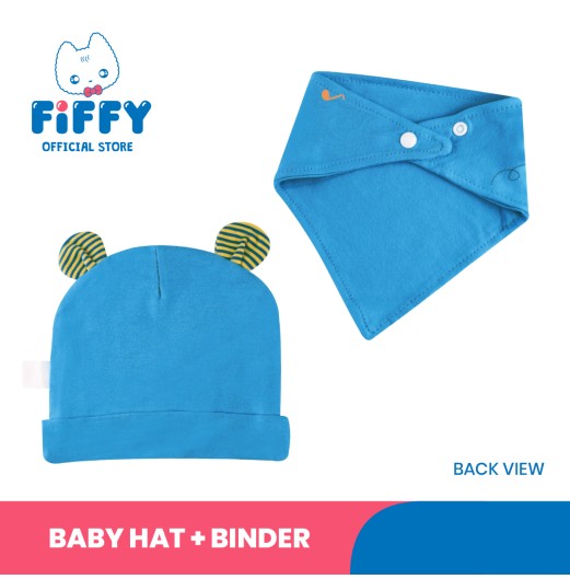 HI BEAR IM BABY HAT AND BIB SET TOPI DAN BIB BAYI - FREE SIZE (7403012)