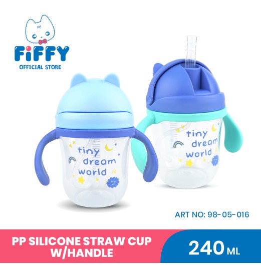 FIFFY PP SILICONE STRAW CUP WITH HANDLE (240ML) BOTOL MINUMAN BAYI (98-05-016) FIFFY PP SILICONE STRAW CUP WITH HANDLE (240ML) BOTOL MINUMAN BAYI (98-05-016)