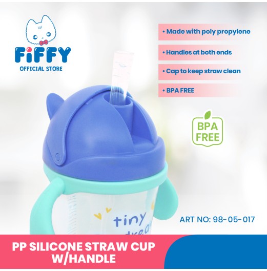 FIFFY PP SILICONE STRAW CUP WITH HANDLE 360M (98-05-017) FIFFY PP SILICONE STRAW CUP WITH HANDLE 360M (98-05-017)