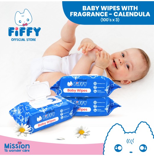 FIFFY TISU BASAH BABY CALENDULA WIPES (100 SHEETS X 3) (98-140)
