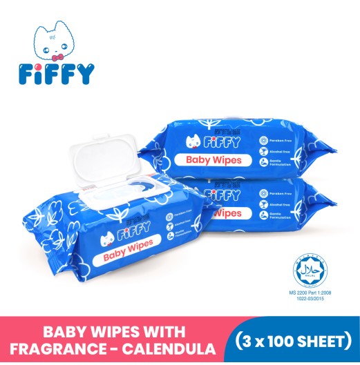 FIFFY TISU BASAH BABY CALENDULA WIPES (100 SHEETS X 3) (98-140)