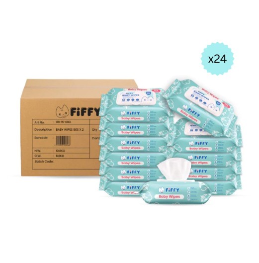 (CARTON) FIFFY EDI PURIFIED WATER BABY WIPES (80s*24) TISU BASAH (98-15-003X12)