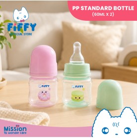 FIFFY BABY TWIN PACK FEEDING BOTTLE (2OZ/60ML) BOTOL SUSU BAYI (98-173)