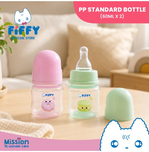 FIFFY BABY TWIN PACK FEEDING BOTTLE (2OZ/60ML) BOTOL SUSU BAYI (98-173)