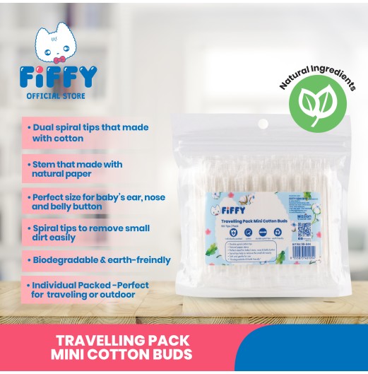 FIFFY TRAVELLING PACK MINI COTTON BUD PUTIK KAPAS BAYI (80PCS) (98-644)