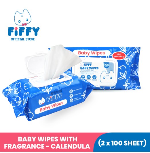 FIFFY TISU BASAH BABY WIPES BLUE 100'S X 2 (98-964)
