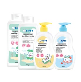 FIFFY BOTANICAL BABY BUBBLE BATH & NOURISH SHAMPOO & SOOTHING POWDER COMBO (FO26003)