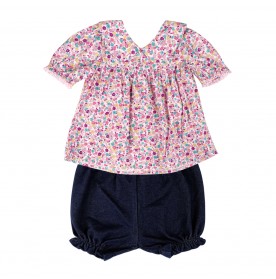 FIFFY PINK FLORAL BLOUSE SUIT