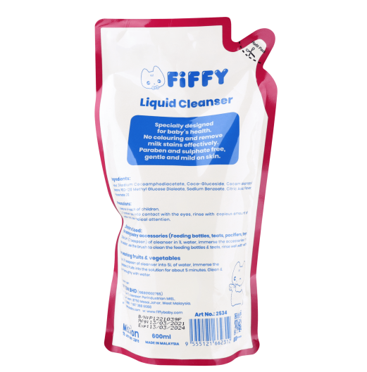 Bottle Wash - FIFFY BABY LIQUID CLEANSER REFILL PACK MINT FLAVOR (600ml)