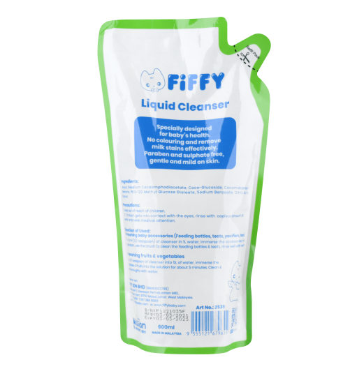 FIFFY BABY LIQUID CLEANSER REFILL PACK GREEN TEA FLAVOR (600ML)