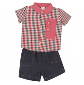 FIFFY BUTTONS FUN SHORT SLEEVE BOY SHIRT SUIT