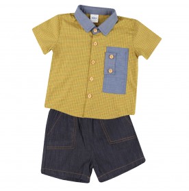 FIFFY BUTTONS FUN SHORT SLEEVE BOY SHIRT SUIT