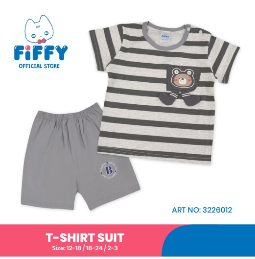 FIFFY STRIPE BEAR POCKET T-SHIRT SUIT BAJU BAYI (3226012) FIFFY STRIPE BEAR POCKET T-SHIRT SUIT BAJU BAYI (3226012)