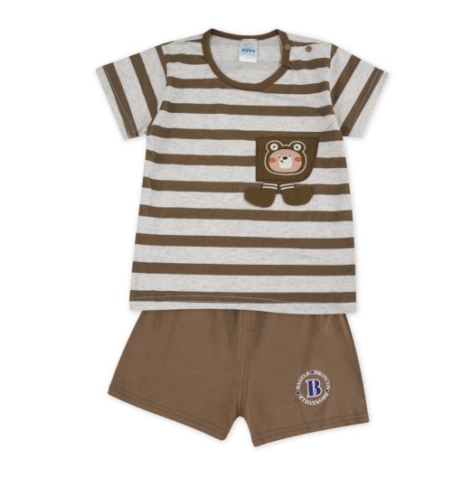 FIFFY STRIPE BEAR POCKET T-SHIRT SUIT BAJU BAYI (3226012) FIFFY STRIPE BEAR POCKET T-SHIRT SUIT BAJU BAYI (3226012)