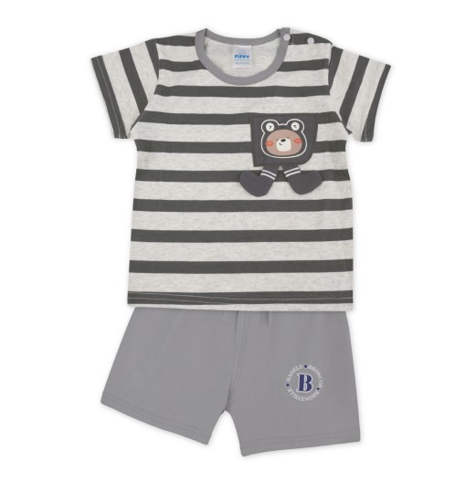 FIFFY STRIPE BEAR POCKET T-SHIRT SUIT BAJU BAYI (3226012) FIFFY STRIPE BEAR POCKET T-SHIRT SUIT BAJU BAYI (3226012)