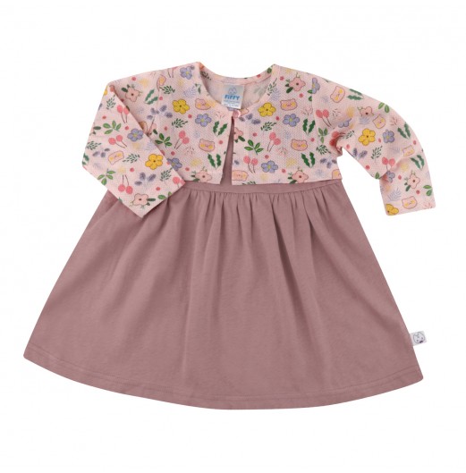 FIFFY PINK SWEET CARDIGAN DRESS SET