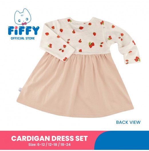 FIFFY SWEET STRAWBERRY CARDIGAN DRESS SET