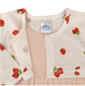 FIFFY SWEET STRAWBERRY CARDIGAN DRESS SET